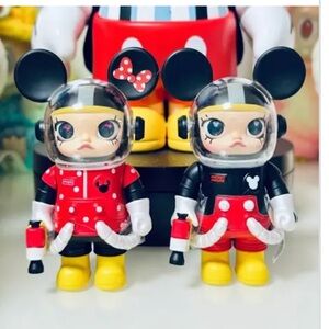 Disney Mickey & Minnie Space Molly Figures in Red and Black hangcard sealed.